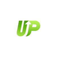 Level up text modern arrow and green gradient isolated on white background. vector