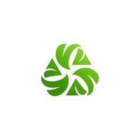 abstract leaf, flower triangle logo, leaf shape icon, fresh colors dynamic green vector