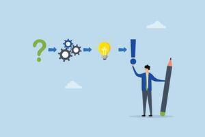 Creative thinking for solution or result, businessman solving problem with solution. vector