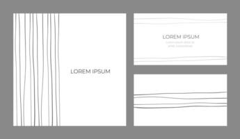 Minimalist templates for business cards and branded cards and posters. with black lines on a white background. Design concept for business branding, advertising flyers and typography copyspace. vector