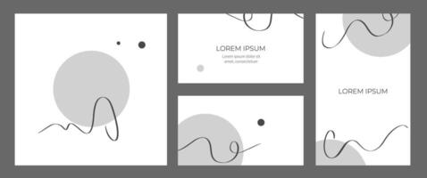 Set of minimalist templates for business cards and branded cards and posters. with black lines on a white background. Design concept for business branding, advertising flyers and typography copyspace vector