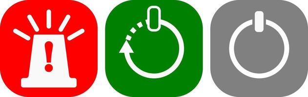 warning button restart button, power on or off button vector