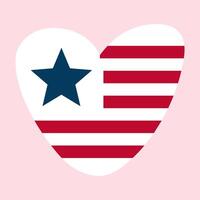 Heart-shaped flag of USA. Design for independence day. 4th of July. Flat design on pink background. vector