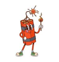 Cartoon groovy Wild west dynamite y2k character vector