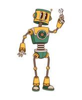 Groovy robot or droid, retro cartoon transformer vector