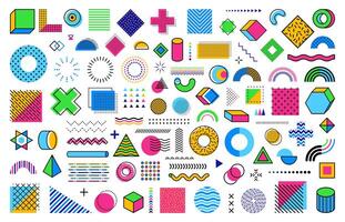 Memphis shapes set of geometric abstract figures vector