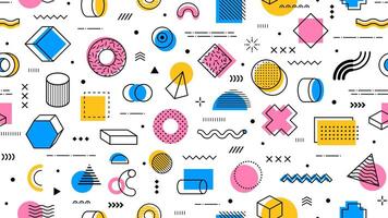 Abstract memphis geometric pattern background vector