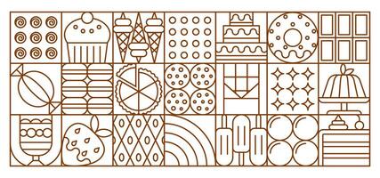 Abstract dessert and chocolate geometric pattern vector