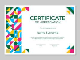 Horizontal certificate template, geometric pattern vector