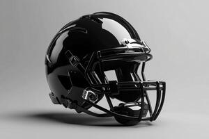 Sleek black American football helmet designed for team branding and customization, highlighting minimalist aesthetics in a modern setting photo