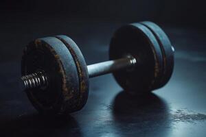 High-quality dumbbell with a sleek design for gym workouts, perfect for fitness enthusiasts and marketing materials showcasing weightlifting photo