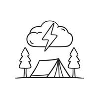 A thunder symbol floating above a tent in a forest vector