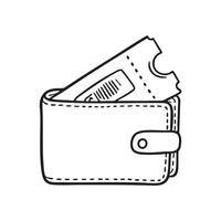 A ticket sticking out of a wallet on a counter vector