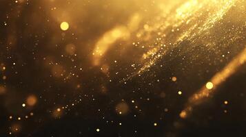 Abstract shimmering particles create a dreamy atmosphere with glittering bokeh effect for festive holiday celebrations in warm golden lights photo