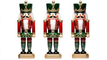Christmas nutcracker trio on a white background ready to bring festive cheer during the holiday season photo