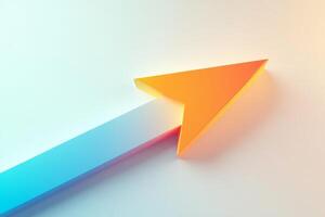 A 3D arrow in vibrant orange and blue colors points upward, representing growth and progress against a clean white background photo
