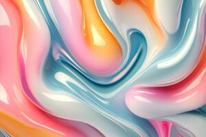 Vibrant abstract swirl pattern with neon and pastel hues creating a dynamic sense of movement and depth for creative backgrounds photo