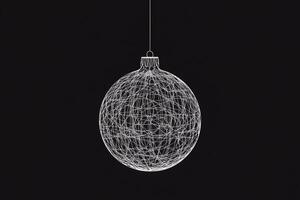 Stylish Christmas ball silhouette with intricate thin line design hanging against a dark background during the festive season photo