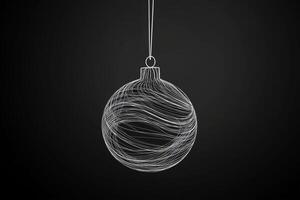 A delicate Christmas ball silhouette with thin lines hanging gracefully, perfect for holiday-themed designs and festive decorations photo