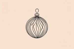 Elegant Christmas ball silhouette design with thin lines on a soft beige background, perfect for festive decoration or greeting cards photo