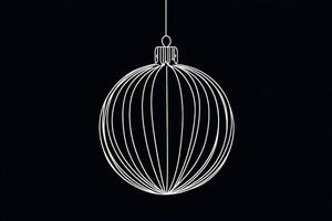 Thin line silhouette of a Christmas ball ornament hanging against a dark background, perfect for holiday decorations and festive design photo
