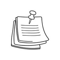 A thumbtack stuck beside overlapping memos on a board vector