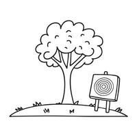 A target board on beside tree in a clearing vector