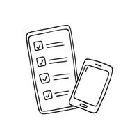 A task list lying near a phone with blinking screen vector
