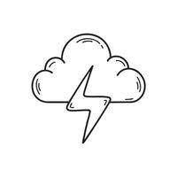 A thunder symbol drawn beside a sleeping cloud vector