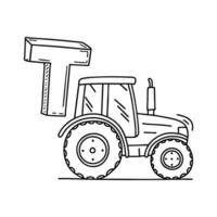 An illustration of letter T stands for T Tractor vector