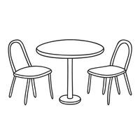 A table surrounded by stools in an outdoor cafe setting vector