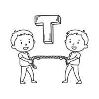 An illustration of letter T stands for T Tug vector