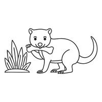 A Tasmanian devil chewing on a bone near a bush vector