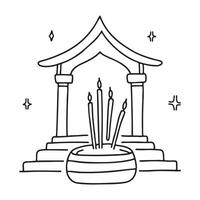 A temple with incense sticks burning in front of the altar vector