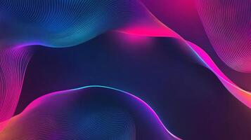 Dynamic abstract background featuring vibrant neon pink, blue, purple, and teal light trails creating fluid movement photo
