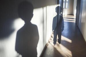 Shadows of exclusion in school hallways highlight the impact of bullying on vulnerable children photo