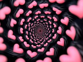 Concentric heart shapes in black and pink create an intriguing visual illusion effect that captivates the viewer's attention photo