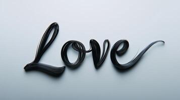Elegant black cursive text spelling love with a flowing underline on a soft white background showcasing the beauty of affection and artistry photo