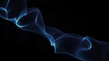 Abstract blue wave light glowing line seamless loop animation isolated on black background video