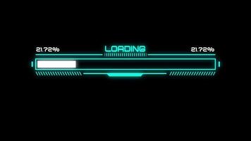 Digital Loading bar with text percentage animation isolated on black background video