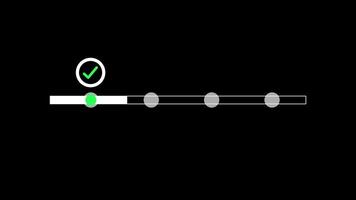 Online survey questionnaire with progress bar and service standards animation isolated on black background video