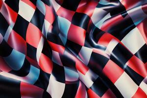 Vibrant checkered racing flags create an exciting backdrop for motorsport events and high-speed racing action photo