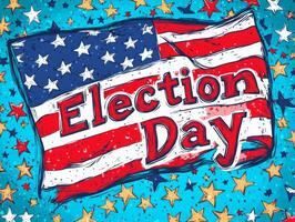 Vibrant design featuring the American flag and the text Election Day with a backdrop of stars celebrating civic engagement in the democratic process photo
