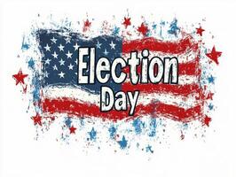 Vibrant graphic celebrating Election Day with the American flag and stars in a festive combination of colors photo