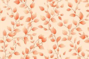 Vintage minimalist design featuring light orange foliage on a soft pink background, ideal for home decor and textiles photo