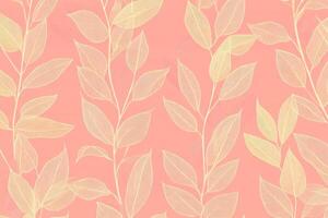 Vintage minimalist foliage pattern featuring light orange leaves on a soft pink background for stylish home decor and textiles photo