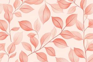 Vintage minimalist light orange foliage pattern on pink background for home decor, textiles, and stationery projects photo