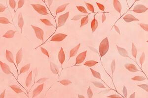 Vintage minimalist foliage pattern featuring light orange leaves on a soft pink background ideal for home decor and textile design photo
