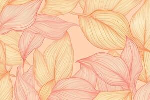 Delicate vintage foliage pattern featuring light orange leaves on a soft pink background, ideal for versatile decor applications photo