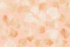 Vintage minimalist foliage pattern featuring light orange leaves on a pink background, suitable for home decor and stationery use photo